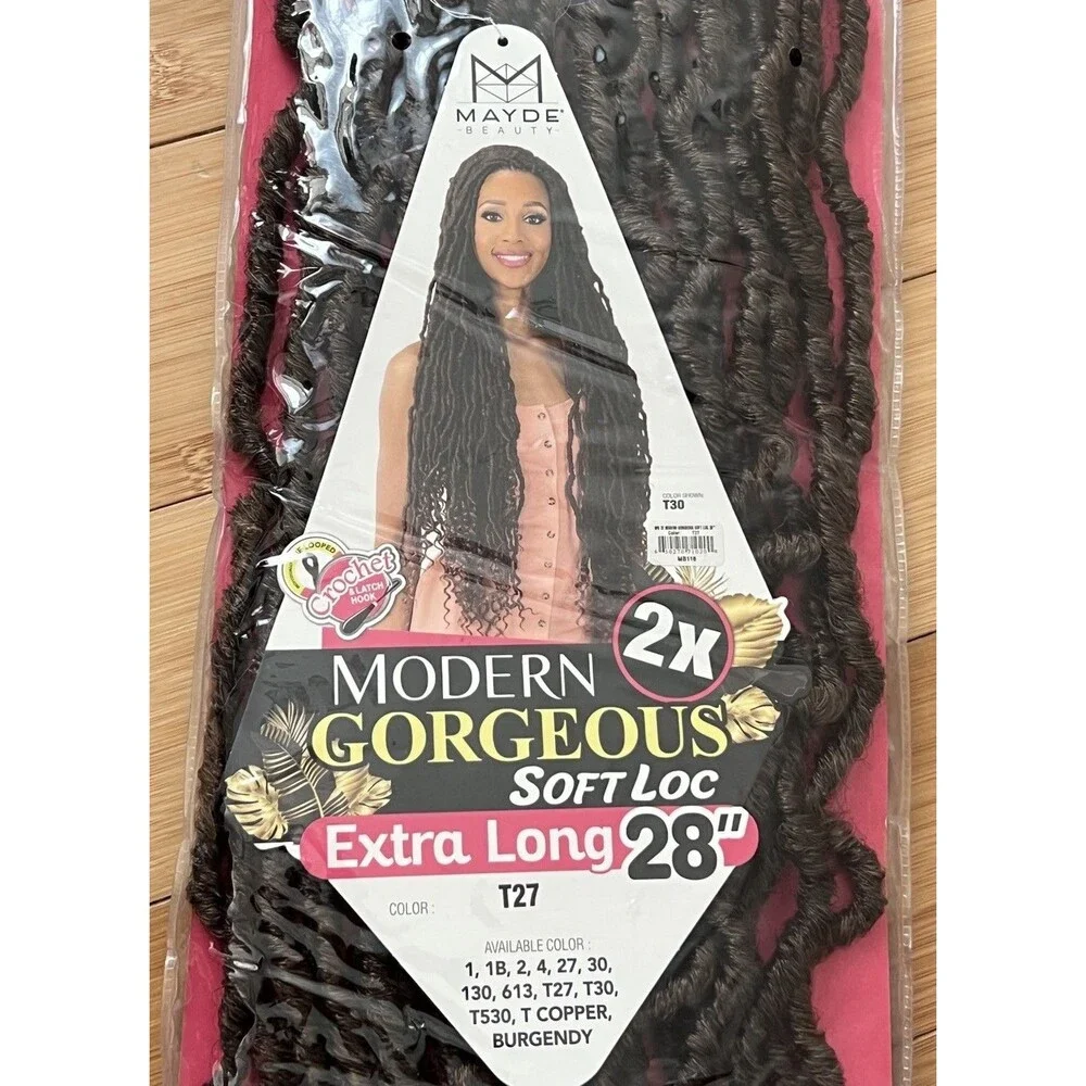 Mayde Beauty Modern Gorgeous Soft Loc 28” Hair Extensions 2X Dark Brown T27